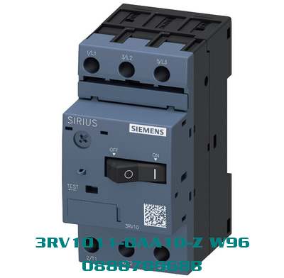 3RV1011-0AA10-Z W96 Bộ ngắt mạch cỡ S00 để bảo vệ động cơ, CLASS 10 Loại A 0,11...0,16 A Loại N 2.1